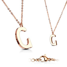 Letter Necklace in Rose Gold Plated 316L Surgical Steel (A-Z) Letter C