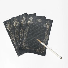 4 Sheets Luxury Elegant Vintage Retro Cute Design Writing Stationery Paper Pad Letter Creative Bronzing Wreath Paper Letter Black