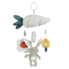 Baby Stroller Toy with Soft Plush Rabbit, Hanging Car Seat Rattle for Newborn MultiSensory Play