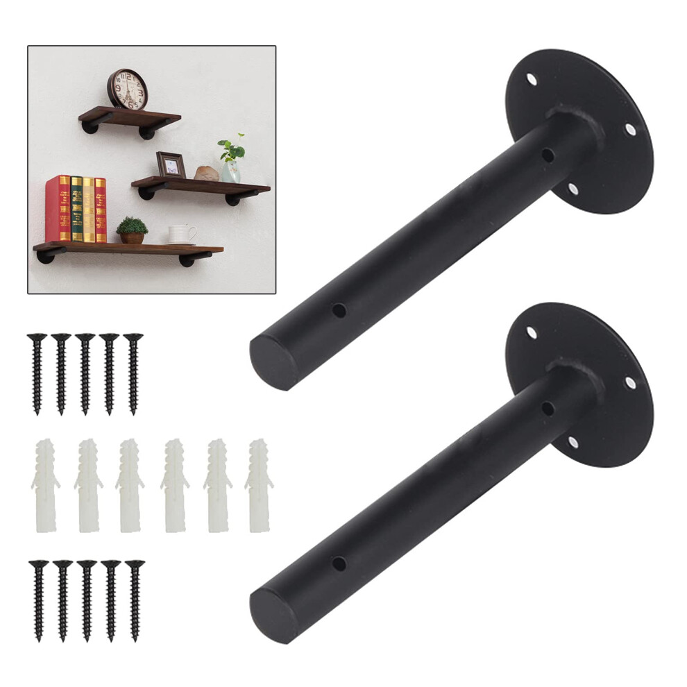 30Cm Black Floating Shelf Brackets Heavyduty Wall Mounted Supports With Screws Rustresistant 9164114663412