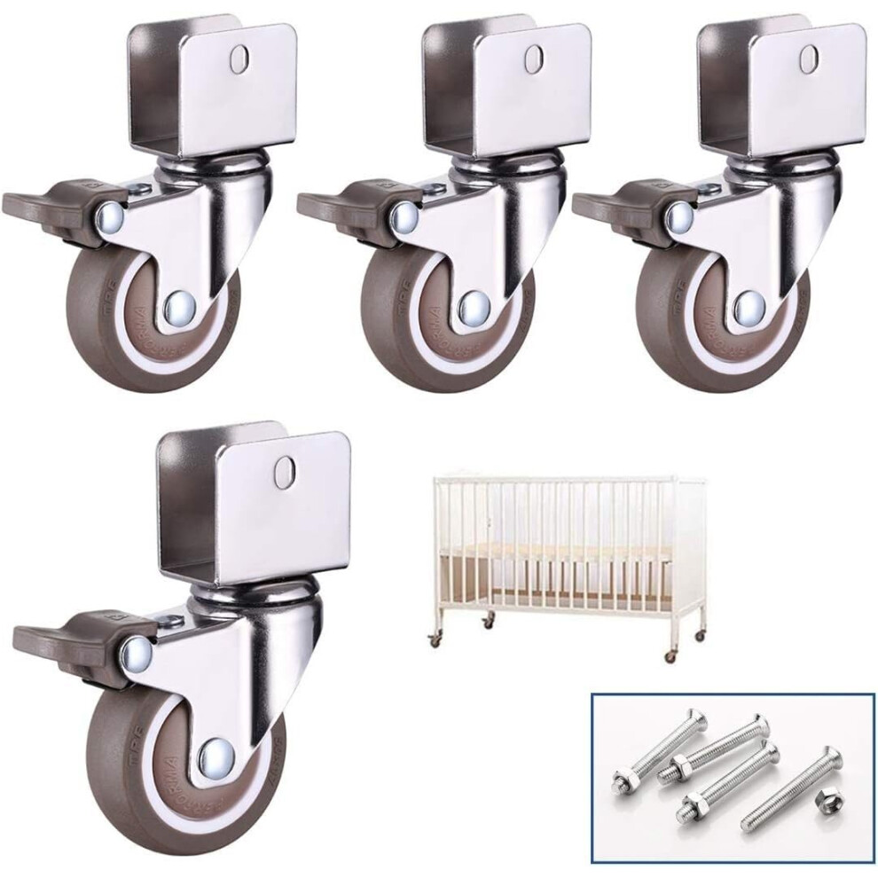 2 Inch Heavy Duty Tpe Swivel Caster Wheels With Brake, Silent Smooth Rolling, Pack Of 4 9164114663474