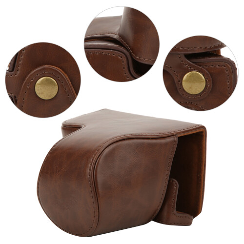 PU Leather Camera Bag for Sony A6400,Removable Battery Case,Coffee