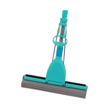 Sponge Mop with Telescopic Stainless Steel Handle for All Floors,  Water Absorption, Blue