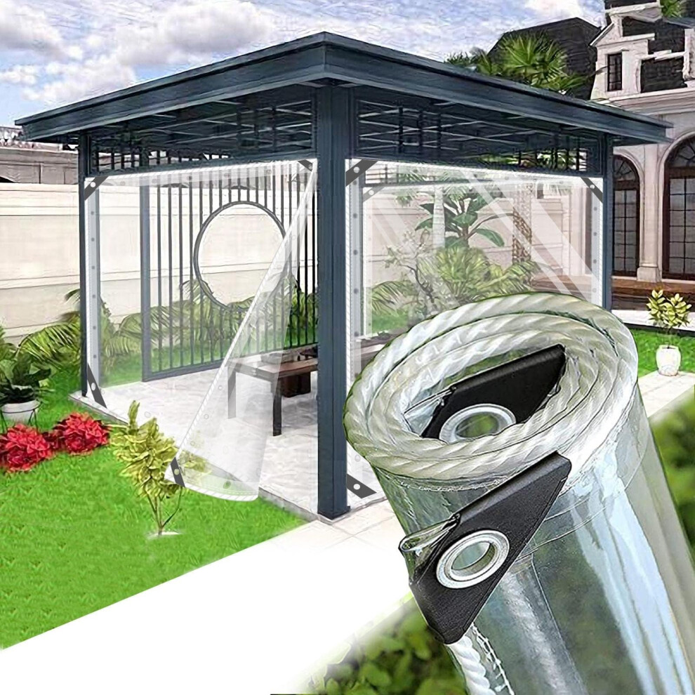 Clear Waterproof Tarpaulin 0.35Mm Heavy Duty Transparent Pvc Tarp With Eyelets For Garden Patio 9113335054165