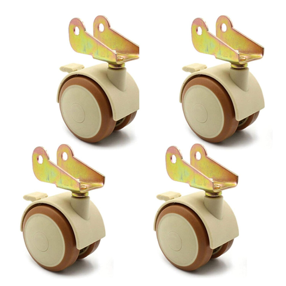 Swivel Casters 47Mm Furniture Caster Wheels With Brakes Quiet Rubber Pshaped Bracket Set Of 4 9164114664631
