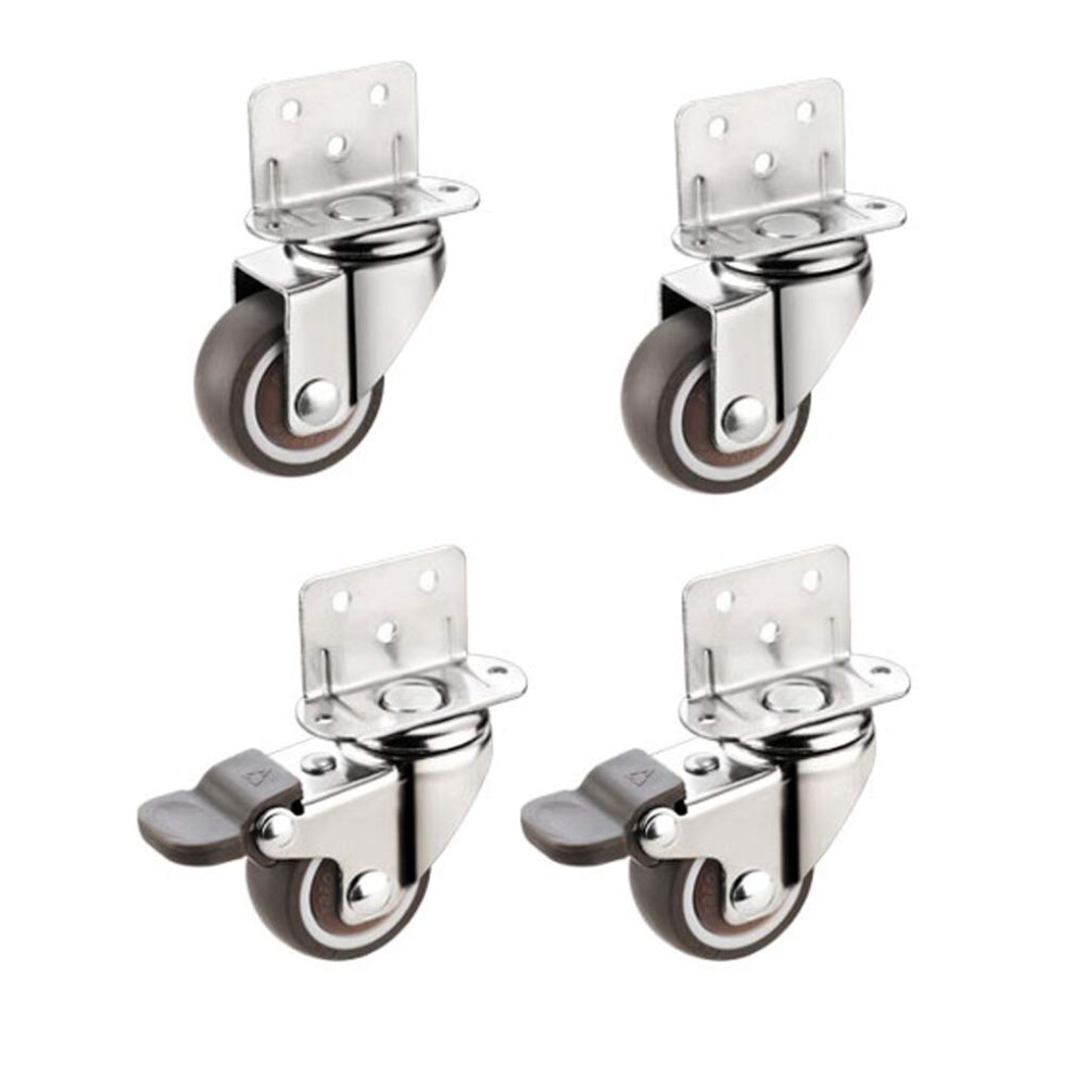 4X Locking Swivel Caster Wheels Set With Quiet Tpe Rubber And Brakes For Furniture Hardwood Floors 9113335054387