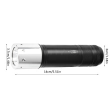 Aluminium Diving Flashlight 50M Waterproof 18650/AAA Batteries, 14x3.7cm