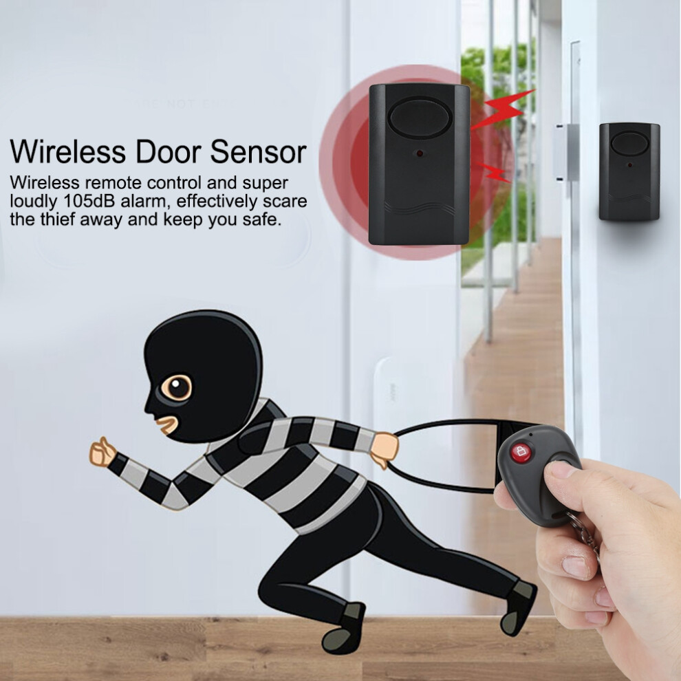 Wireless Door Sensor Alarm 105Db Remote Control Security System 4101382700109