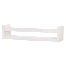 Solid Wood Wall Mounted Bookshelf, Drill Space Saving White Wooden Storage Rack Organizer