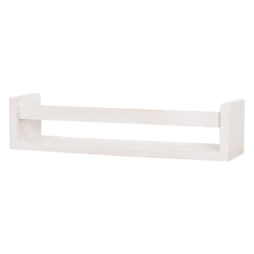Solid Wood Wall Mounted Bookshelf, Drill Space Saving White Wooden Storage Rack Organizer