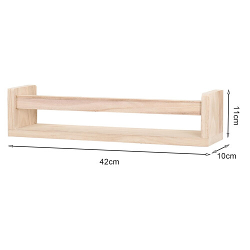 Solid Wood Wall Mounted Bookshelf, Drill Space Saving White Wooden Storage Rack Organizer 2