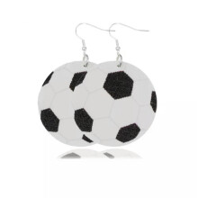 RSAMD Fashion American Football Disc Pu Leather Drop Earrings for Women Sports Jewelry-White