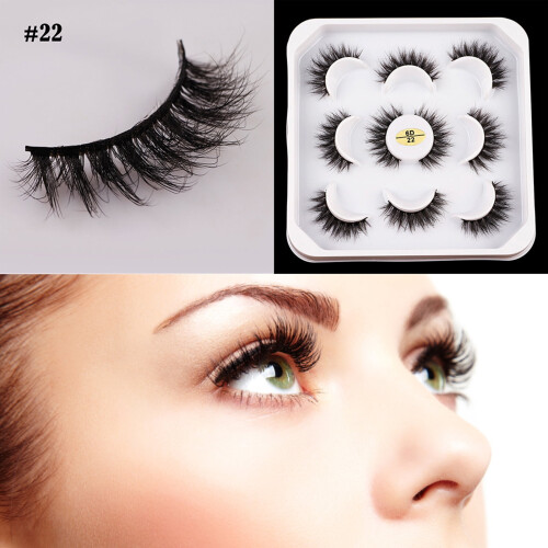 Ψεύτικες βλεφαρίδες Hesroicy5 ζευγάρια/κουτί Messy6D Effect Dense Imitation Mink Beauty Ψεύτικες