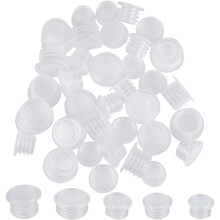 Lot de 50 bouchons en plastique transparent de 5 tailles différentes avec languette, compatibles avec les salières et poivrières, bouchons