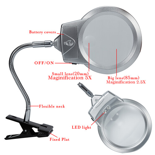 Tinglu LED-Stehlampe mit verstellbarer Lupe 2