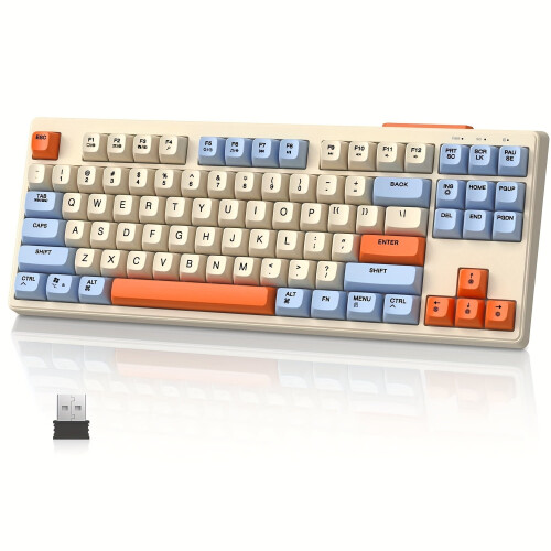 Ασύρματο πληκτρολόγιο παιχνιδιών M87 80% TKL, επαναφορτιζόμενο μηχανικό