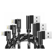 3-pack 1,8 meter Agoz L-vormige snellaadkabel, compatibel met iPhone 14 Pro Max, 13 Pro Max, 12 Pro Max, 11, XS, XR, X, SE, 8, 7, 6