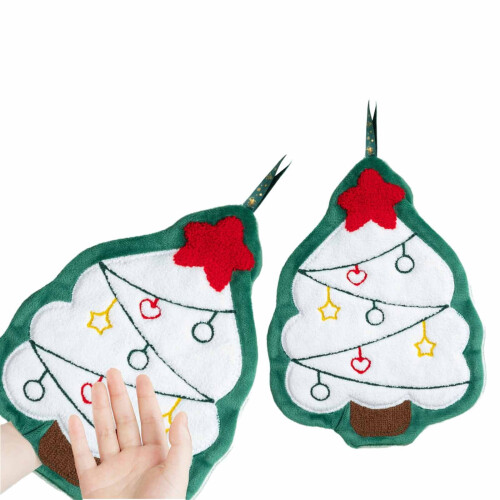 Σετ 2 πετσετών χειρός Winysin Christmas Coral Velvet με κορδόνι, εξαιρετικά απορροφητικές