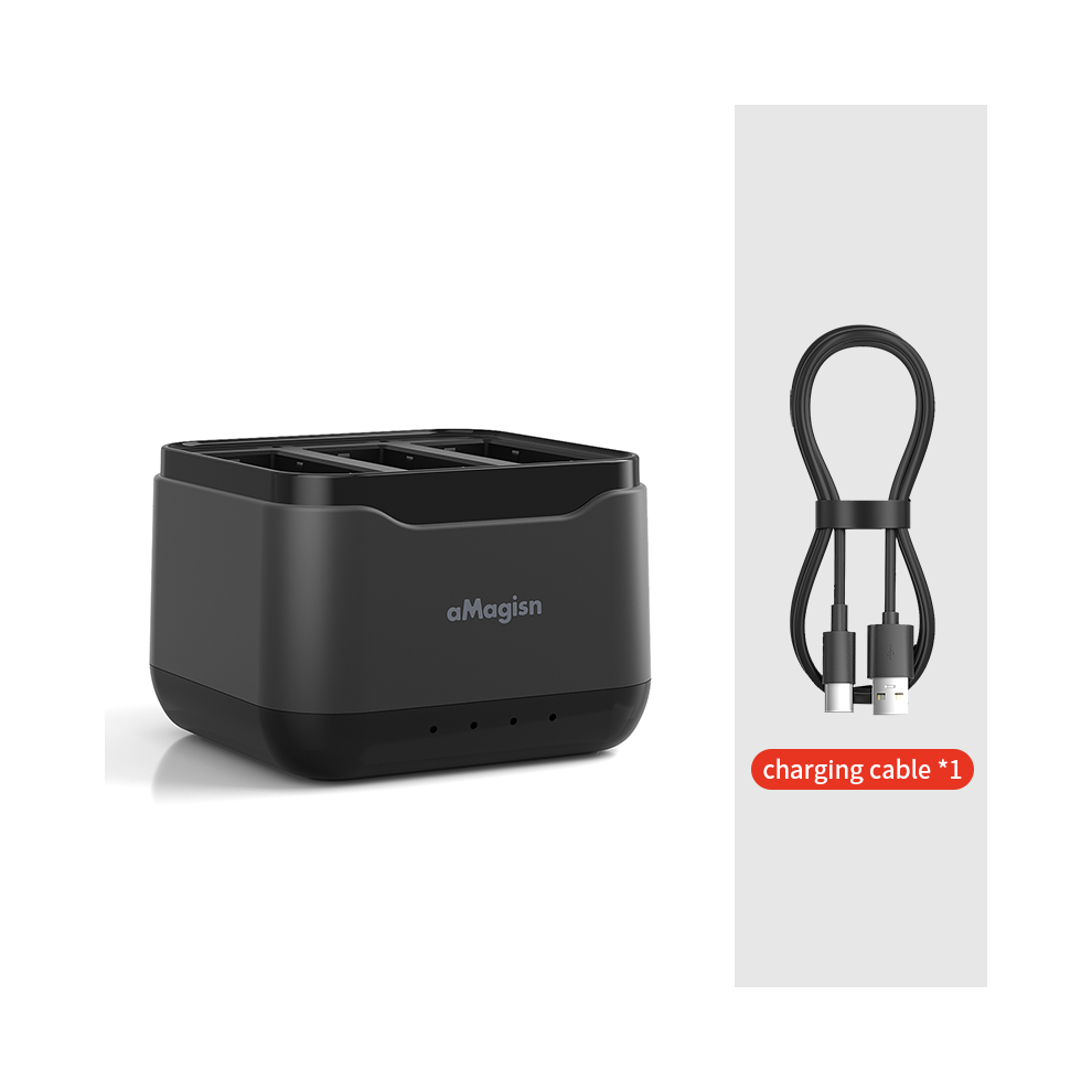 Fast Charging Box For Dji Osmo Action 4/3, 3-Battery Charger Hub With Usb-C Cable, Compatible With Osmo Action 4/3 9110895233412
