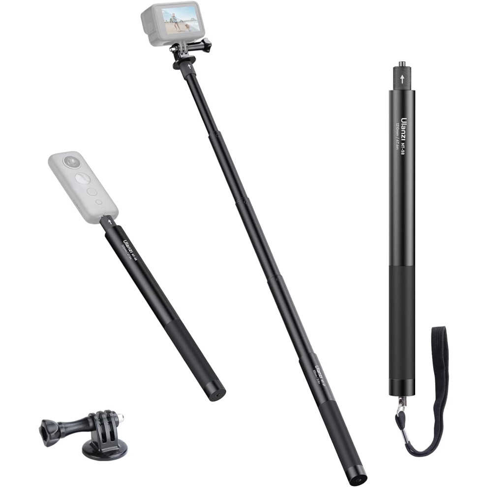 Selfie Stick For Insta360 Action Camera For Gopro Vlogging Video Shooting Extension Pole W 1/4" Convert Adapter, 9110895233429