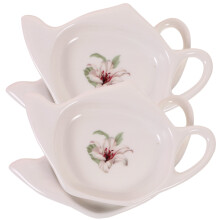 4 Pcs Ceramic Tea Bag Saucer Ornament Bags Tea Bag Organizer Tea Holder Mini Tea Kettle Tea Organizer for Tea Bags