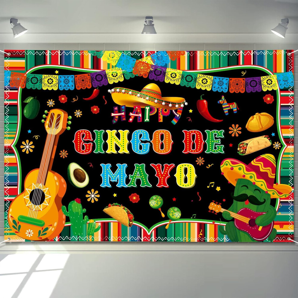 Cinco De Mayo Banner 72" X 48" Backdrop Mexican Fiesta Birthday Party Supplies Photography Party Decor Background 9110895233443