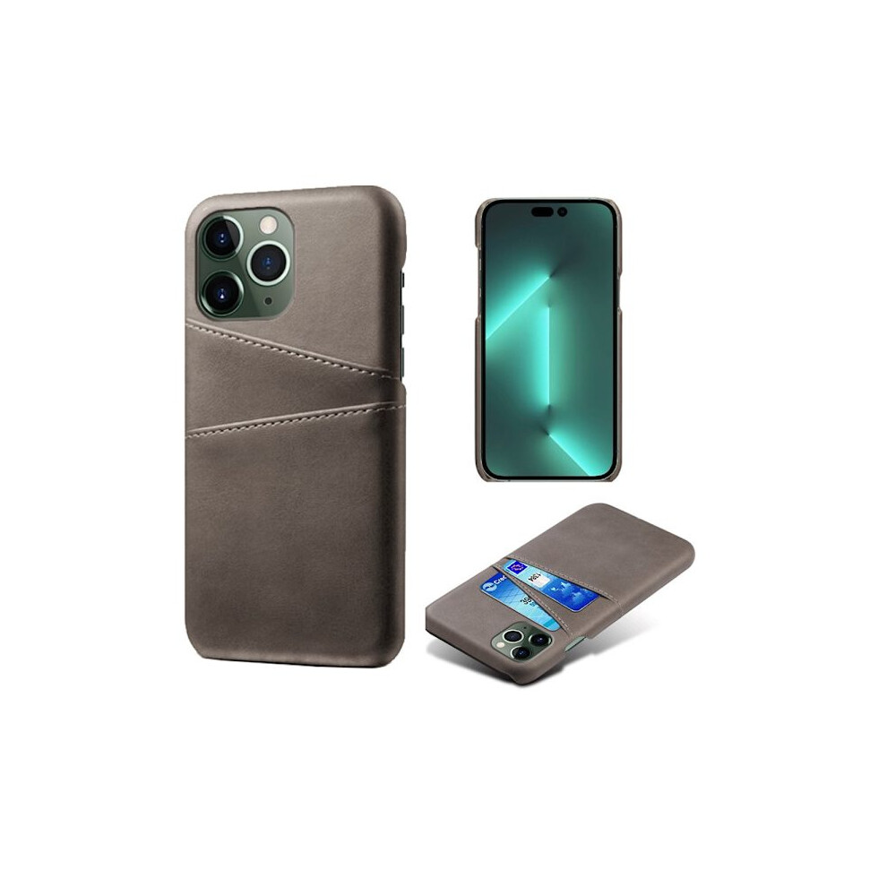Leather Case With Card Slot Compatible With Iphone 14 Pro Gray 9110895234761