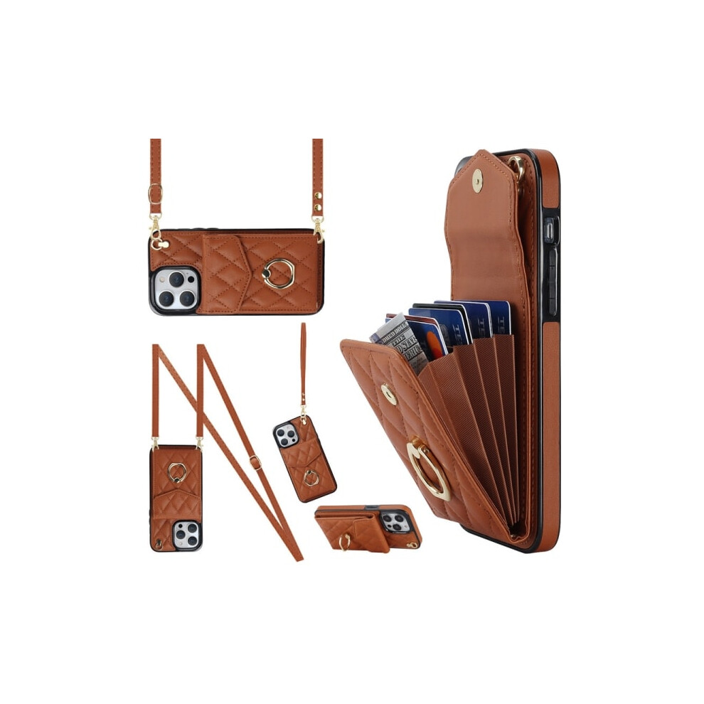 Wallet Case With Card Holder Quilted Case For Compatible With Iphone 15/14/13Pro Max Compatible With Iphone15 Brown 9110895234655