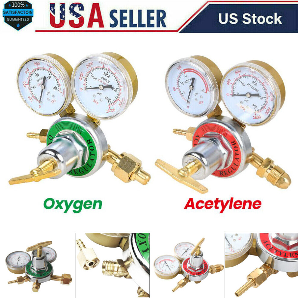 Brass Oxygen & Acetylene Regulators Set For Welding Fit Victor Gas Torch Cutting 9110895235010