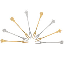 8 Pcs Fruit Fork Party Wedding Decor Vintage Metal Dessert Tasting Forks Stainless Steel Desert Banquet