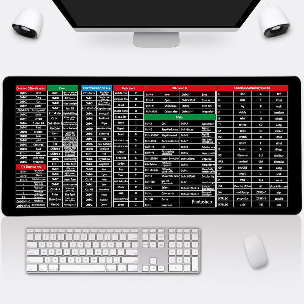 Excel/Word Shortcut Mouse Pad - Excel Shortcut Mouse Pads For Computer Desk, Super Large -Slip Keyboard Pad - With Office Software Shortcuts Pattern 9071309731040