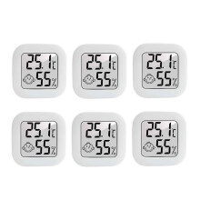 ckepdyeh 6Pcs Mini Digital Thermometer Hygrometer Indoor Humidity Gauge Meter LCD Display Temperature Sensor Gauge with Switch