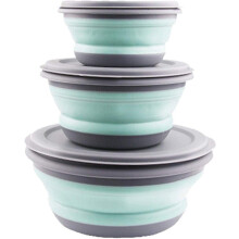 Folding Bowl, Portable Silicone Collapsible Travel Bowl Foldable Salad Bowl with Lid for Outdoor Travel, 3PCS.