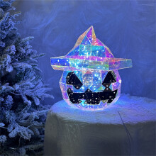 Fnyoxu Halloweendekorationer, Halloweenpumpalampa Scenlayout Magisk Dekoration USB-laddningsbar Lysande Nattlampa