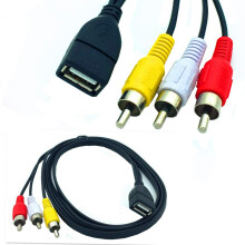 UR20315AK5FT/1.5M USB A-naaras - 3RCA AV-audio-videokaapelisovitin TV:lle, HDTV:lle ja DVD:lle