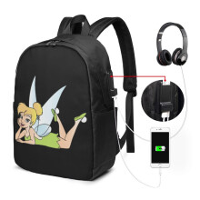 Tinkerbell Reise-Laptop-Rucksack, wasserabweisend und diebstahlsicher mit USB-Ladeanschluss, 17 Zoll, kompatibel mit den meisten Geräten, für
