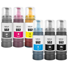 552 T552 Ink Bottles Compatible for ET-8500 ET-8550 Printer T552020 T552120 T552220 T552320 T552420 T552520 6 Color Multipack (BK/PBK/C/M/Y/GY)