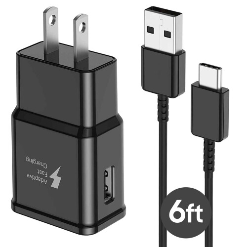 Γρήγορος φορτιστής με καλώδιο USB-C, προσαρμοζόμενη πρίζα τοίχου συμβατή με Samsung