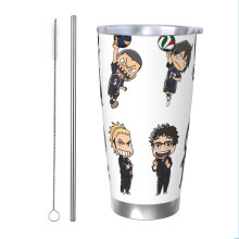 Gobelet Haikyuu 590 ml (20 oz), tasse de voyage isotherme en acier inoxydable avec couvercle, idéale pour les activités de plein air.
