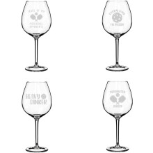 Ensemble de 4 verres à vin, cadeau, collection Pickleball humoristique (grand format 59 cl)
