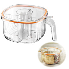 Vierkante kruidenbox voor in de keuken met deksel, kruidenfles met vakjes, luchtdicht afgesloten kruidenreservoir.