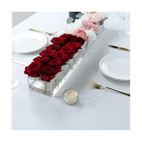 12 håls klar akrylvas rektangulär blommig mittpunkt för matbord rektangulär dekorativ modern vas 2