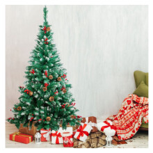 Sapin de Noël artificiel de 1,20 m, 1,50 m, 1,80 m ou 2,10 m avec lumières LED, pré-illuminé et décoré de motifs enneigés.