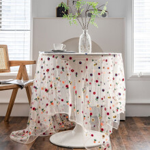Nappe rectangulaire en dentelle brodée de fleurs, gaze colorée pour mariage, fêtes, dîner prolongé - Tissu décoratif infroissable
