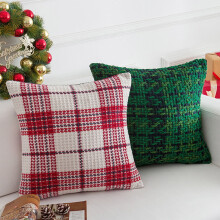 Housse de coussin décorative de Noël pour canapé, compatible avec un décor en peluche verte pour le salon - Staron en liquidation