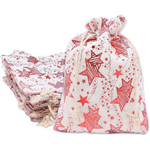 Sacs cadeaux réutilisables en mousseline de coton 4x6 avec cordon de serrage (étoiles rouges, petit format) - Cadeaux, articles de fête, vente au