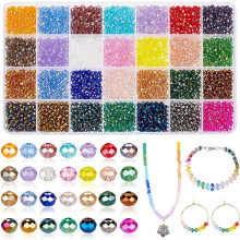3080 stuks kristallen kralen, 28 verschillende facetgeslepen rondelle kralen, gemengde kleuren, kleine briolette facetgeslepen glaskralen voor het