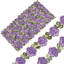 1 Bund Polyester-Spitzenborte mit Blumenmuster, Spitzenbänder für Bekleidungsaccessoires, mittelviolett, 3/4 Zoll (20 mm)