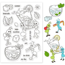 Timbri trasparenti in silicone a forma di formica per biglietti di auguri, scrapbooking e lavori di cartoleria fai da te - 4,3 x 6,3 x 0,1 pollici