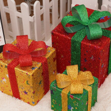 Boîtes lumineuses de Noël CISIL avec télécommande, lot de 3 LED décoratives d'extérieur, boîtes cadeaux de Noël à suspendre, décorations de
